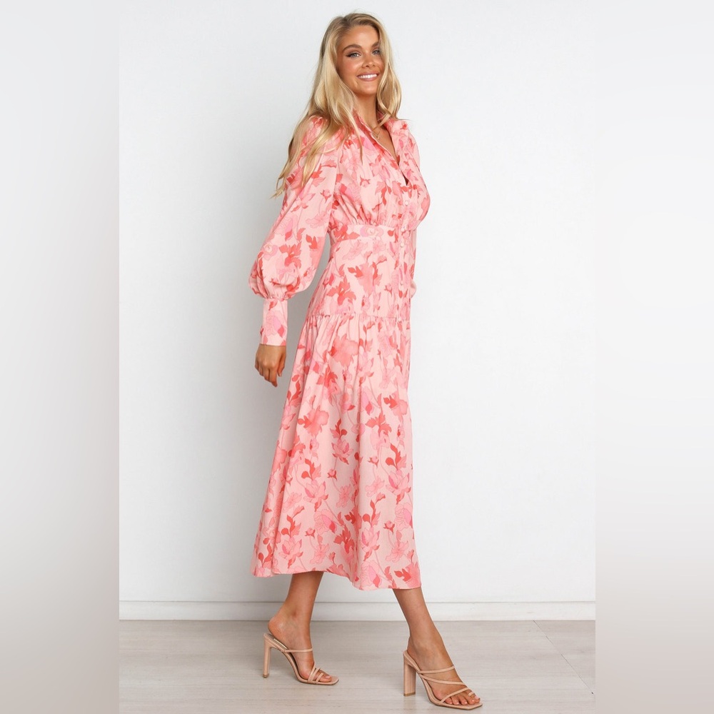 Petal & Pup Pink Floral Tiered Midi Dress - Picture 5 of 12